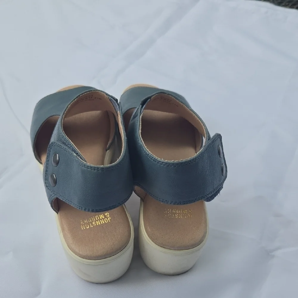 Johnston & Murphy  Blue Wedge Sandals